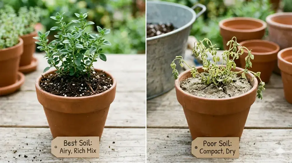 Healthy vs Poor Soil Comparison in Containers