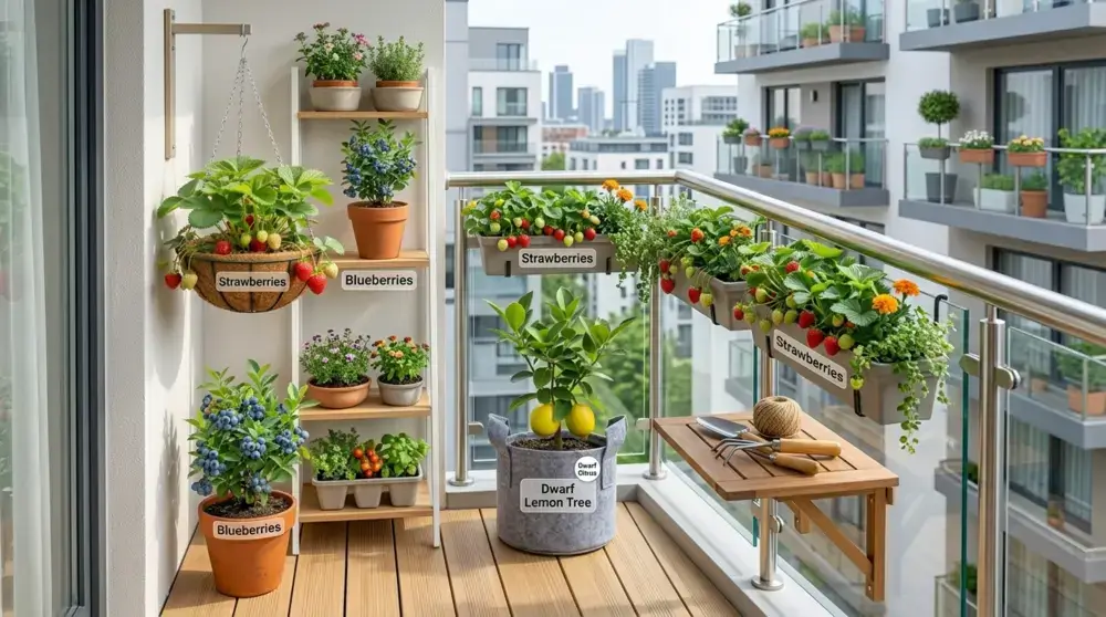 Small Balcony Container Fruit Garden