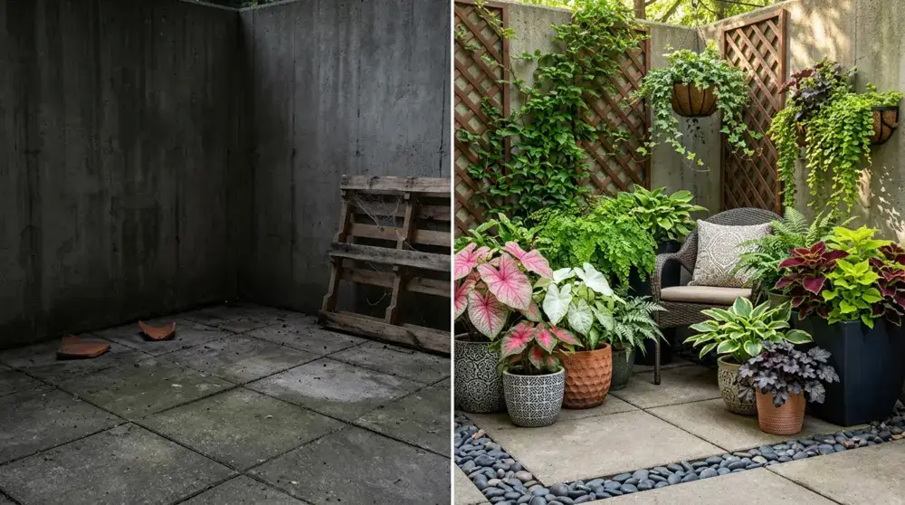 Before and After Low Light Garden Transformation